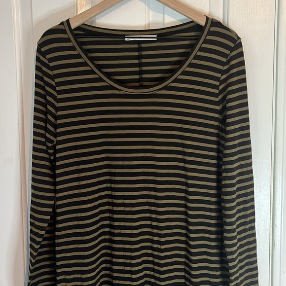 Peruvian Connection | Andover Green & Black Striped Long Sleeve Maxi Dress Large - Picture 5 of 11